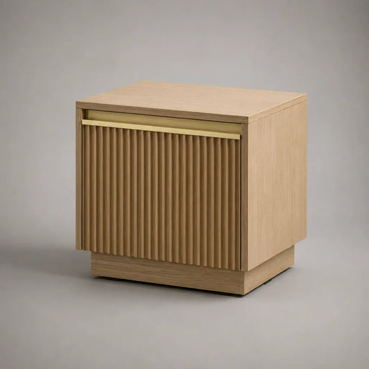 Comodino rettangolare con cassetto MDF in rovere naturale, 45 × 40 × 55 cm