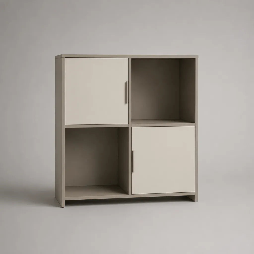 Credo rettangolare in legno tartaruga con 2 porte e 2 stanze aperte, 80 × 35 × 90 cm
